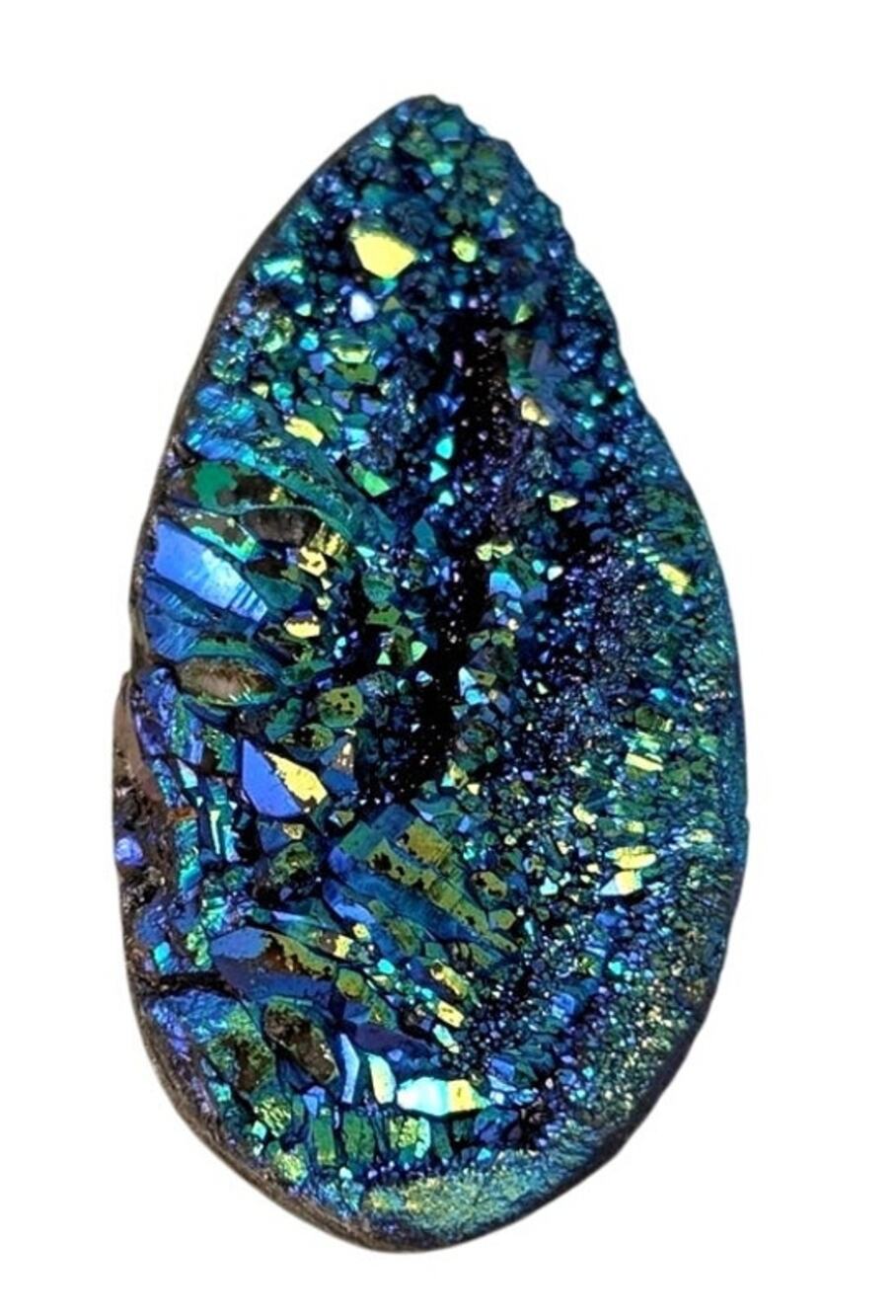 Teal color titanium Druzy cabochon 33 carats 20mm x 38mm lots of flashblue/green